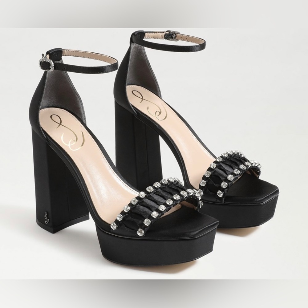Sam Edelman Ninette Platform Heel Black Satin